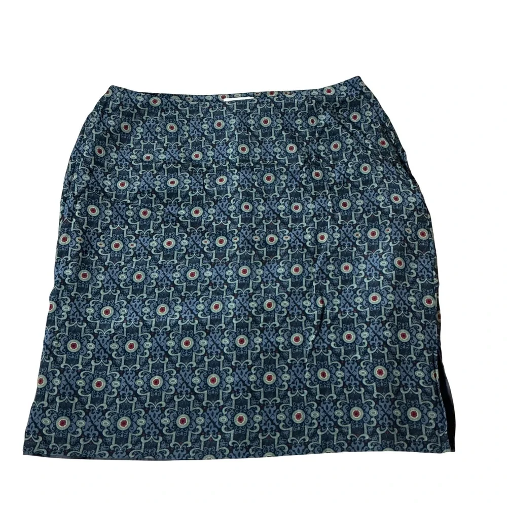 Merona Womens 20W Blue Silk Medallion Print‎ Midi Skirt Lined Plus Size RN 17730
